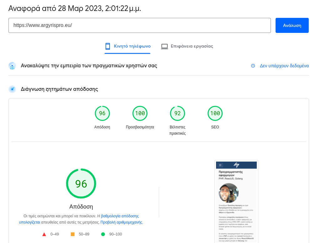 Αξιολόγηση site mobile έκδοση